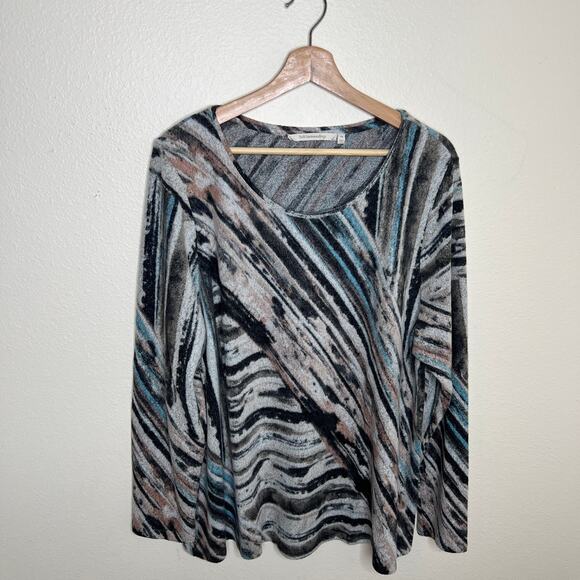 Soft Surroundings Brown and Cream Stripe Sweater 1X - Picture 1 of 9